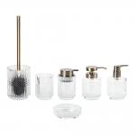 Glass Clear Bathroom Accessories Set Round Shape Diamond Pattern And Stripe Glass Soap Dispenser for sale