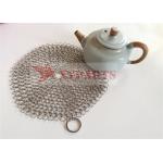 Kitchen Cast Iron Cleaner Welded Stainless Steel Pot Brush Chain Mail Scrubber for sale