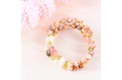 China Red Network Stone Handmade Gemstone Jewelry Double Layer Adjustable Bead Bangle supplier