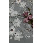 Sequin Embroidered Fabric Medium Durability Rose Floral Pattern 98%P 5%SP 100%Pet for sale