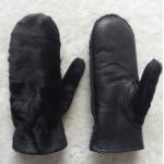Sheep Skin Double Face Leather Mitten Gloves Black Color Grace Appearances for sale