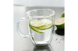 China High Borosilicate Double Wall Glass Tumbler , Transparent Tea Cup With Bamboo Lid supplier
