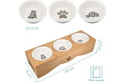 China Raised Ceramic 3 Puppy Bowl Set Triple With Bamboo Stand supplier