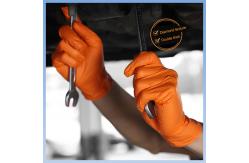 China High Durability Diamond Pattern Orange Nitrile Gloves 100 Pcs Per Box supplier