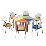 PVC Edge Office Table And Chair Set Height Adjustable With Castors