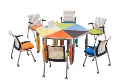 China PVC Edge Office Table And Chair Set Height Adjustable With Castors supplier