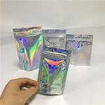 Durable Hologram Stand Up Pouches Mylar Weeds Smell Proof Bags With Clear Window for sale