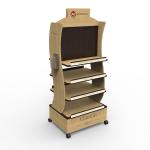 Vitamin Timber Display Stand Wooden Retail Shelving With Casters for sale