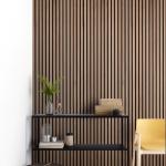 Polyester Fiber Acoustic Wall Panel with Fireproof Wood Material and Wooden Slat Design for sale