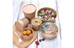 China Kraft Paper Food Takeaway Box Fruit Salad Packaging Containers With Plastic Cover supplier