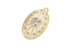 China Zircon Oval Enamel Heart Pendant Gold Plated Charms OEM supplier