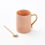 Wholesale Custom 400ml Pink Gift Cup Sublimation Reusable Coffee Ceramic Mug With Spoon for sale