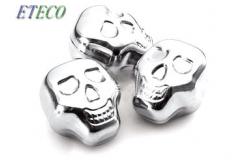 China Human Skull Head Inox Ice Cube , Custom Stainless Steel Ice Cube Set supplier