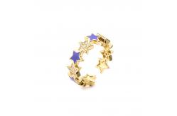 China Open 14k Gold Star Ring Adjustable CZ Cubic Zircon Custom supplier