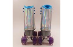 China Outdoor Shiny Double Row Purple Four Wheels Quad Skates With PU Leather supplier
