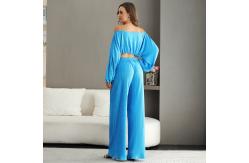 China Polyester Women's Two Piece Jumpsuit Ruched Lantern Sleeve supplier