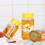 Empty Clear Square Glass Honey Jar With Screw Plastic Lid Classic Design