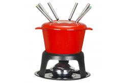 China Enamel coated cast iron fondue set supplier