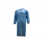 Blue PP+PE 45GSM AAMI Level 2  Disposable Isolation Gown Back Opening With Rib-knitted Cuffs&Ties&Polyester Thread for sale