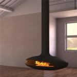 Black Color Hotel Wood Charcoal Suspended Fireplace 600mm Diameter for sale