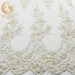 91.44cm Length Off White Lace Fabric / Embroidered Tulle Fabric By The Yard for sale