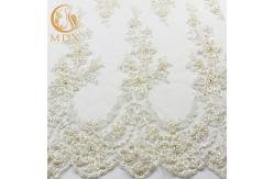 China 91.44cm Length Off White Lace Fabric / Embroidered Tulle Fabric By The Yard supplier