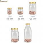Carved Flower Honey Glass Jar And Spoon Transparent Honey Container