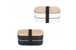 China Bamboo Lid Thermal Bento Lunch Box Stackable Double Layer Microwave Safe supplier
