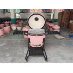 Charcoal 22 Inch Pink Ceramic Kamado Grills BBQ Bamboo Handlle for sale