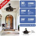1stshine Rattan Weaving Ceiling Fan with Old-Fashioned Design and Invisible Blades