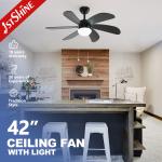 Pull Chain Style 42 Inch LED Ceiling Fan With 6 Balck MDF Blades for sale