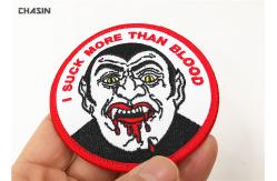 China Custom Devil Logo Round Merrow border Clothing Embroidery Patches supplier