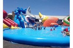China Customized Inflatable Water Parks , Giant Shark Inflatable Swimming Pool With Slide supplier