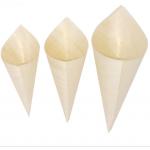 Biodegradable Disposable Serving Cone Pine Wood Small Ice Cream Cones 120mm for sale