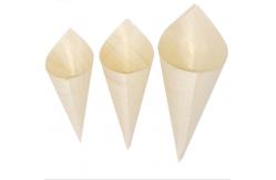 China Biodegradable Disposable Serving Cone Pine Wood Small Ice Cream Cones 120mm supplier