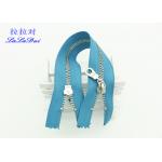 Close End Metal Two Way Head To Head Zipper , Shiny Silver Teeth Double Coil Zipper for sale