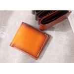 Yellow Bifold Wallet Vegetable Tanned Genuine Leather Wallets for Men for sale