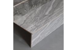 China Non Slip Stairs Glazed Tiles Light Gray Marble Look Design Staircase Tiles supplier