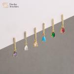 Colored Water Drop Diamond Zircon Crystal Pendant Stud Earrings 18k Gold Plated for sale