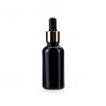 Black 30ml 1oz Oil Dropper Glass Bottle With Aluminum Screw Cap