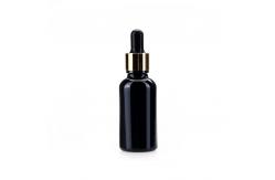 China Black 30ml 1oz Oil Dropper Glass Bottle With Aluminum Screw Cap supplier