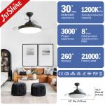 DC Silent Motor LED Retractable Ceiling Fan Light 6 Speed Remote Control