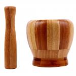 Kitchen Tools Bamboo Mortar And Pestle For Cooking Ginger / Garlic / Herb for sale