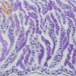Purple Beaded Handmade Lace Fabric Embroidery Water Soluble For Garment for sale