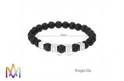 China 22g Etching Words Available Volcanic Stone Bead Bangle supplier