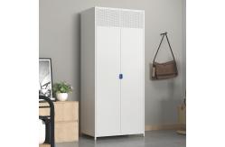China Home Bedroom Double Door Metal Locker Style Wardrobe With High Foot supplier