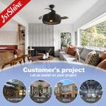 1stshine Rattan Weaving Ceiling Fan with Old-Fashioned Design and Invisible Blades
