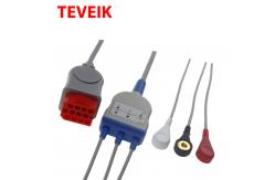 China Bionet 12 Pin 3 Lead IEC Snap Connector Ecg Lead Cable supplier