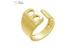 China Gold Plated Adjustable Initial Letter Ring Custom Alphabet Chunky Jewelry supplier