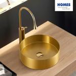 Gold Basin Bathroom Stainless Steel Sink , Combo Artistic Vessel Sink Washing Bowl Set for sale